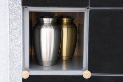 Urns in an aluminum niche