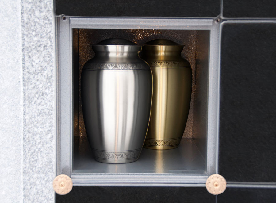 Columbarium Niche with two urns.